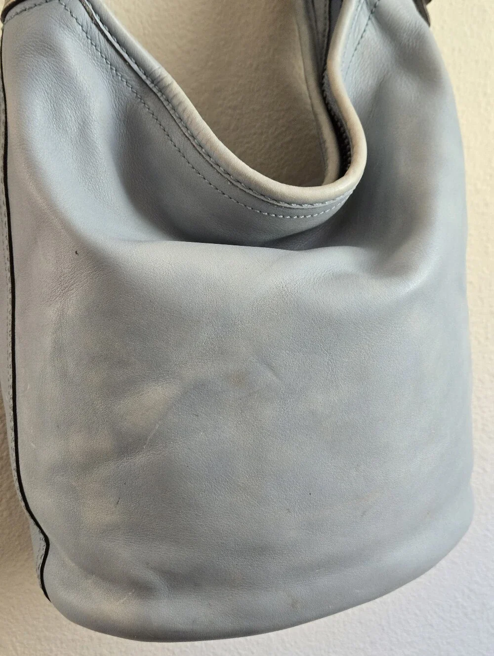 Coach 11422 Bleecker Tattersall Hobo Bag Duffle Purse Blue Leather Bleeker